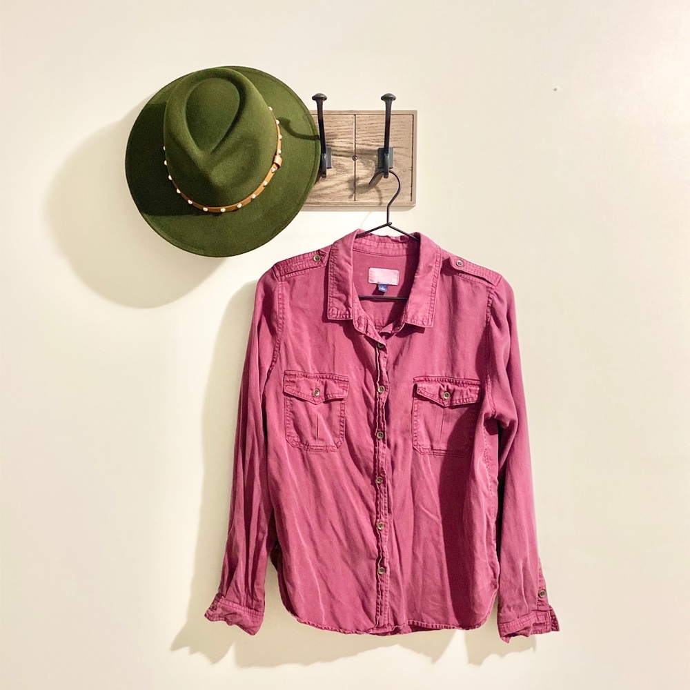 Universal Thread | Wine/Raspberry Button Down Top